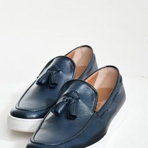 Mocassin bleu en cuir – Image 1